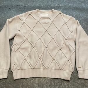 Air Jordan Wings Collection Cable Knit Sweater Mens Large Made In Italy Cream